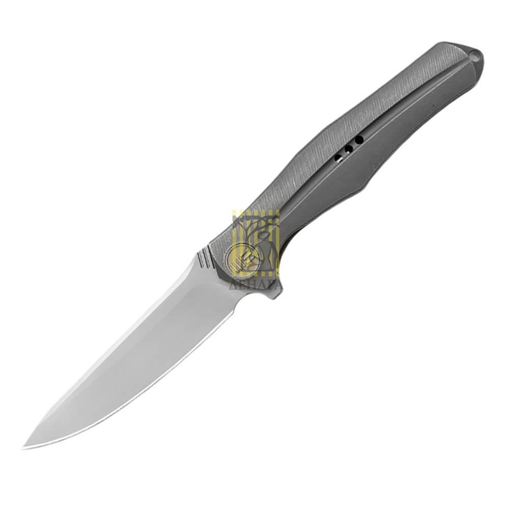Нож 702A, сталь M390, длина клинка 100 мм, рукоять титан, цвет серый, frame-lock