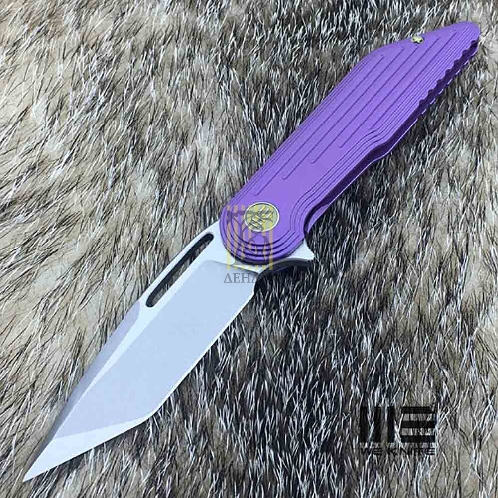 Нож складной, сталь Bohler M390, длина клинка 81 мм, рукоять титан, цвет фиолетовый, клипса, замок f