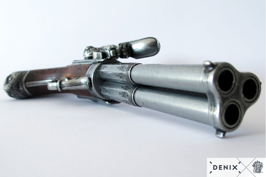 Пистолет кремневый трехдульный, Франция, 18 век