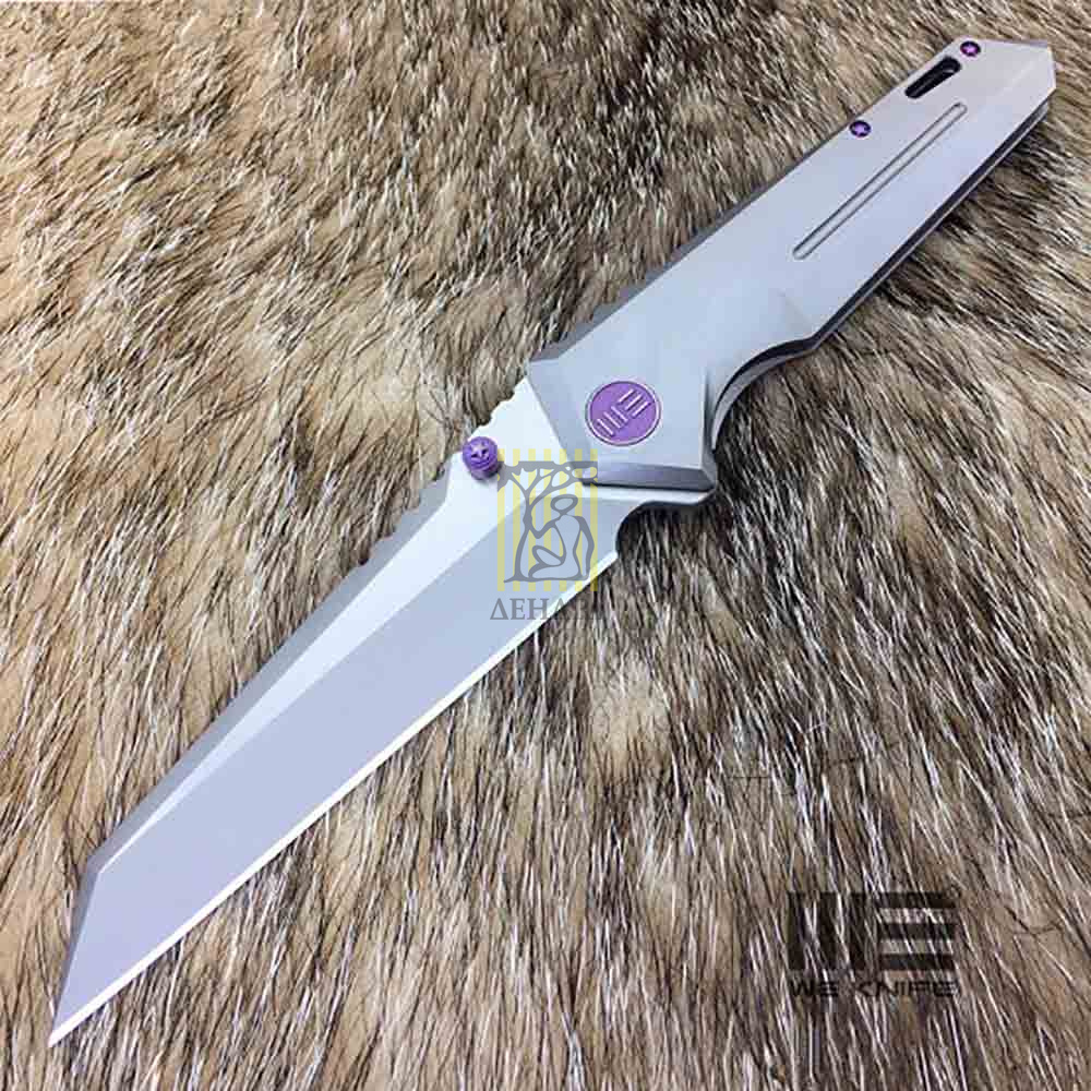 Нож складной, сталь CPM-S35VN, длина клинка 104 мм, рукоять титан, цвет серый, клипса, замок frame-l