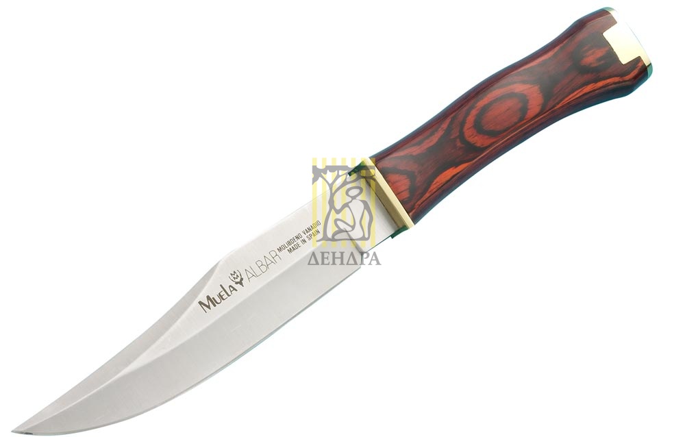 Нож "ALBAR" с фикс клинком длиной 18 см, рукоять красная микарта, ножны кожа
