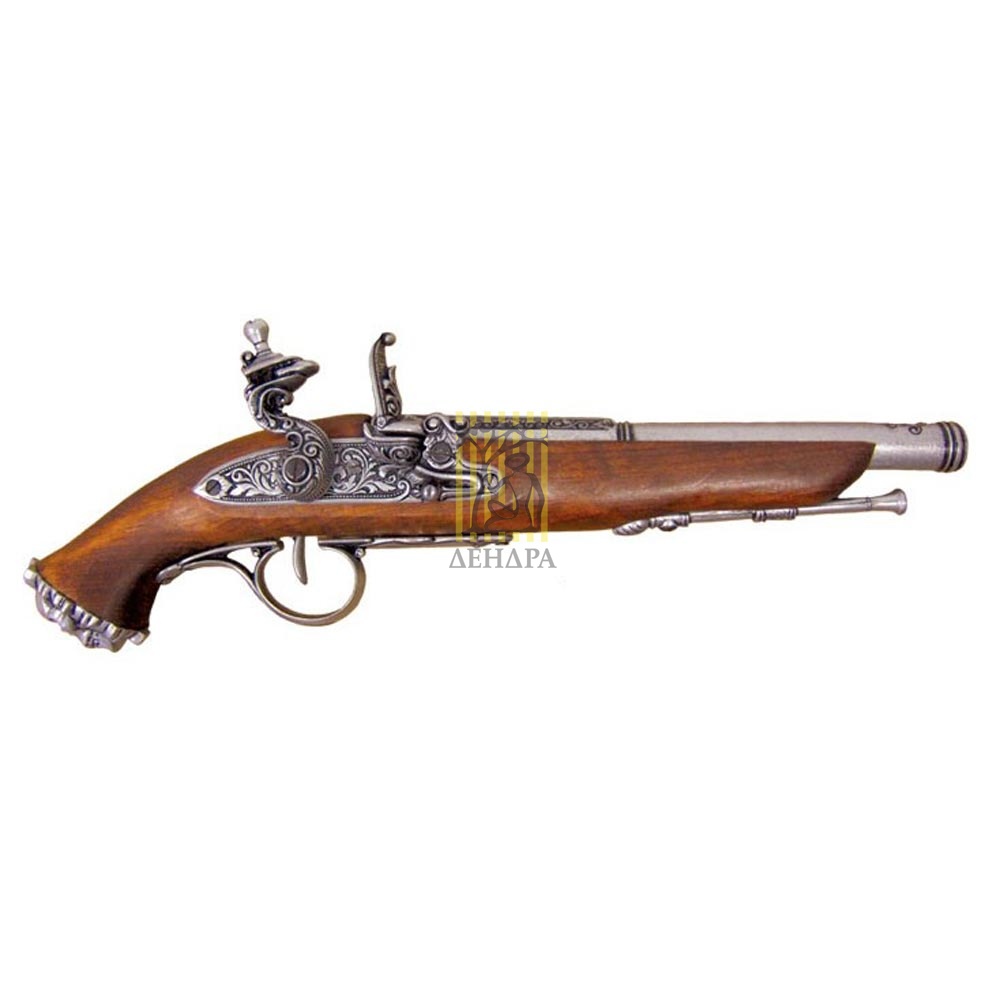 Пистолет кремниевый, пиратский, 18 век, никель