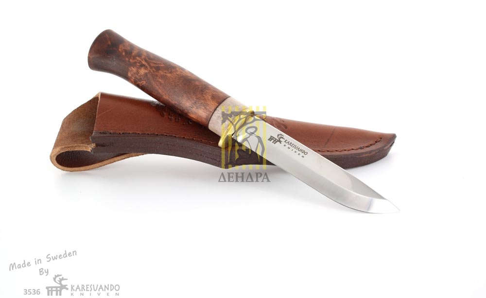 Нож "Elk", рукоять карельская береза и рог оленя, кожаный чехол