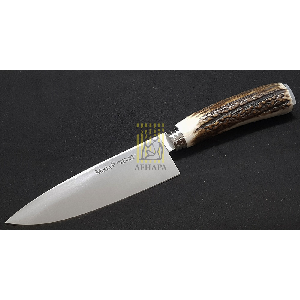 Нож серии "CS" с фикс клинком длиной 15 см, рукоять рог оленя, ножны кожа