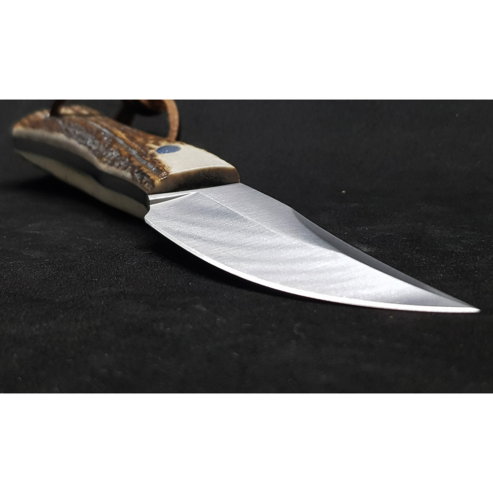 Нож-скиннер "ORIX", клинок 8 см, рукоять рог оленя, ножны кожа