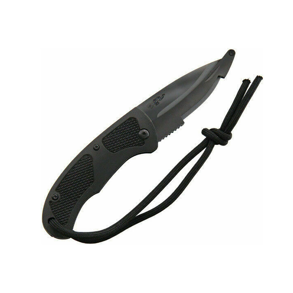 Нож туристический, клинок черн.керамика, 6,2 см, откидной защит.элемент из пластика, рукоять пластик