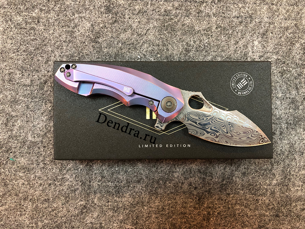 Нож 605DS, сталь Damasteel Draupner, длина клинка 76 мм, рукоять титан, цвет фиолетовый, frame lock