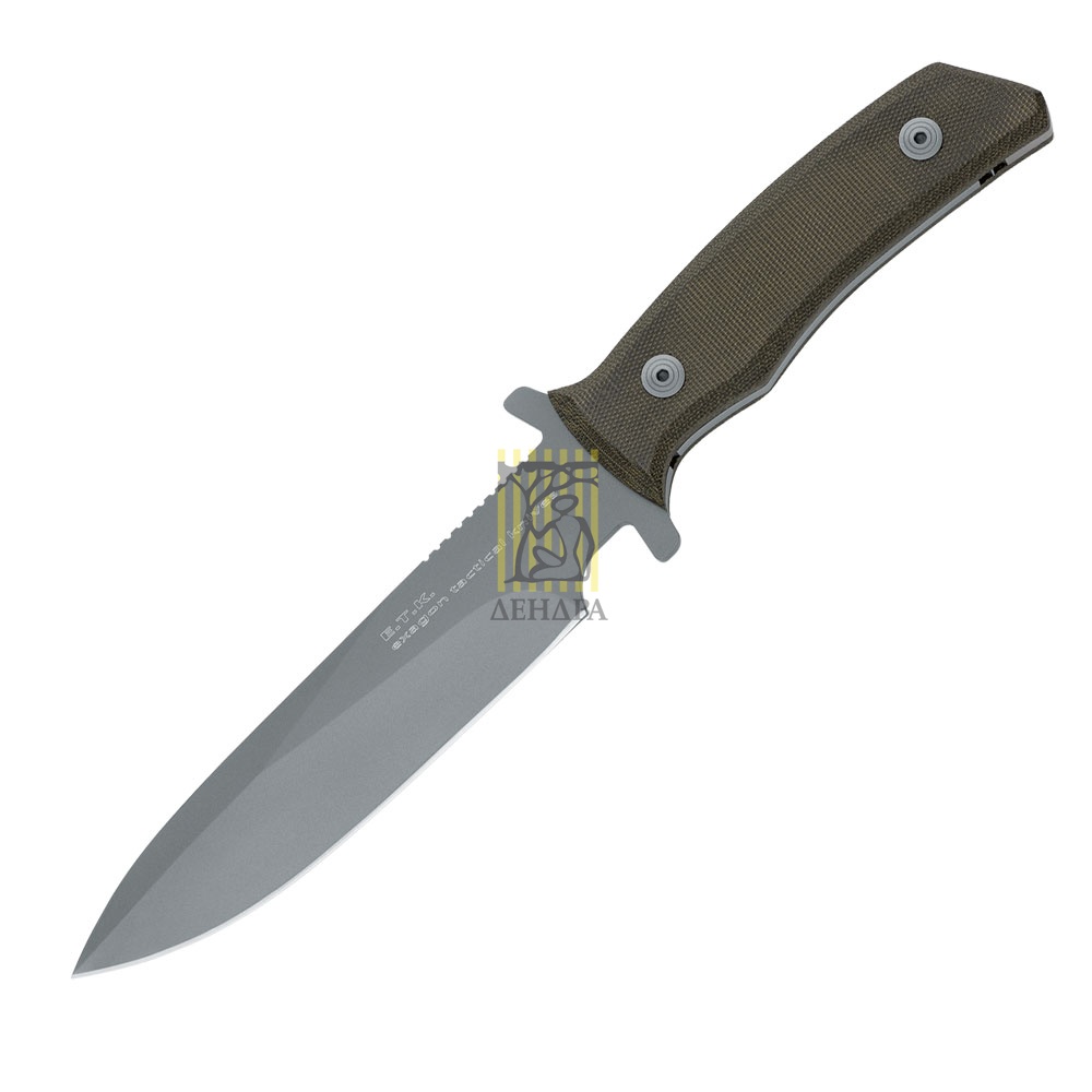 Нож "EXAGON TACTICAL" фиксированный клинок, сталь 440С, покрытие серое матовое, твердость 56-58 HRC,