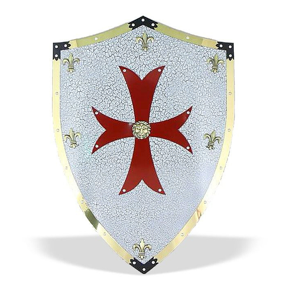 Щит рыцарский  "Крестоносцы", цвет красно-белый, размер 63 х 46 см, материал металл с покрытие керам
