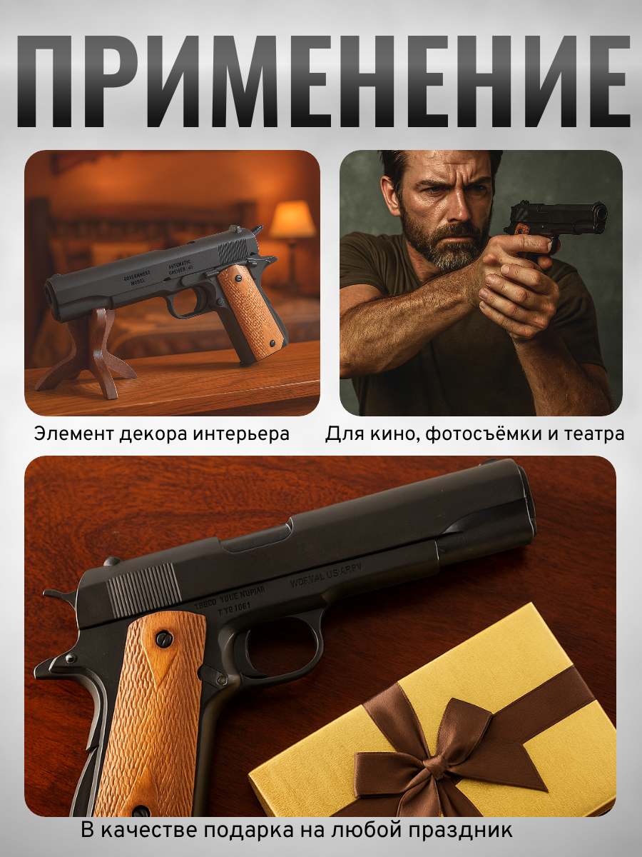 Пистолет автоматический M1911A1, .45 калибра, США,  1911 г. (1-я и 2-я Мировые войны)