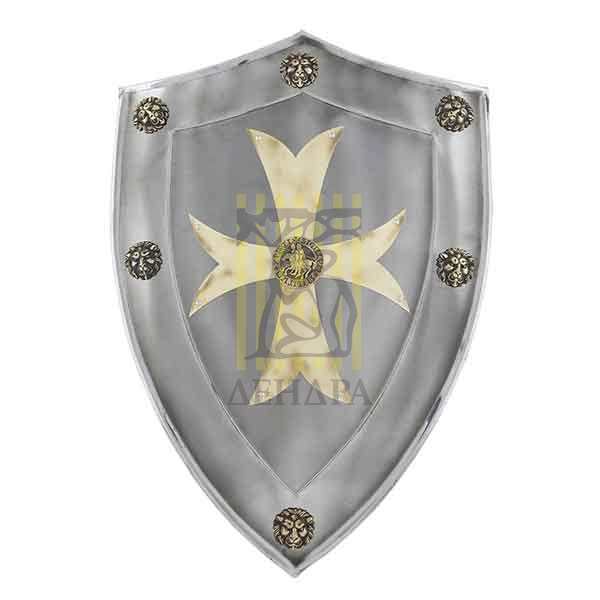 Щит рыцарский "Крестоносцы", цвет стальной, размер 63 х 46 см, материал металл, латунь