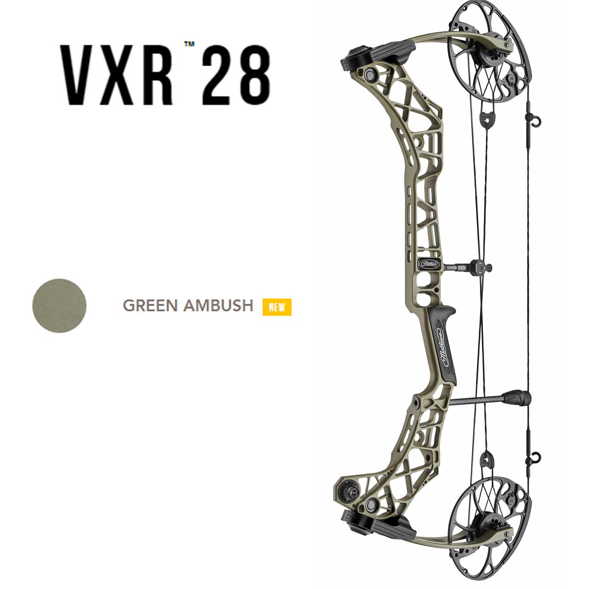 Лук блочный VXR28, начальная скорость 344 фут в сек, расстояние между осями 30", база 6", сила 60 lb