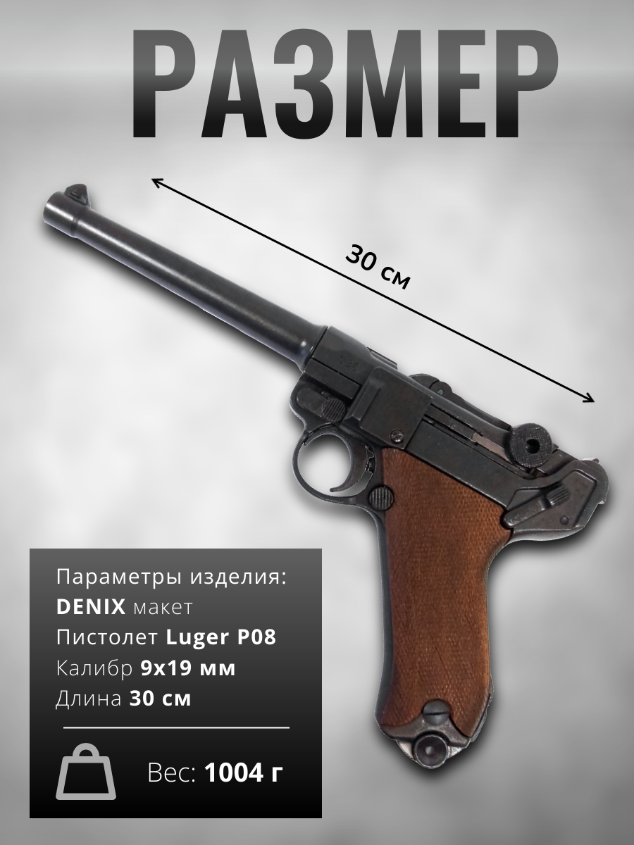 Пистолет Люгера системы "парабеллум" P08, Германия, 1898 год, с деревянными накладками на рукоять