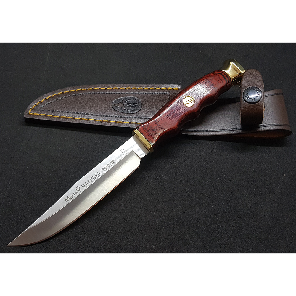 Нож "RANGER" с фикс клинком длиной 12 см, рукоять красная микарта, ножны кожа