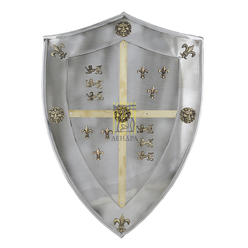 Щит рыцарский "Черный принц", цвет стальной, размер 63 х 46 см, материал металл, латунь