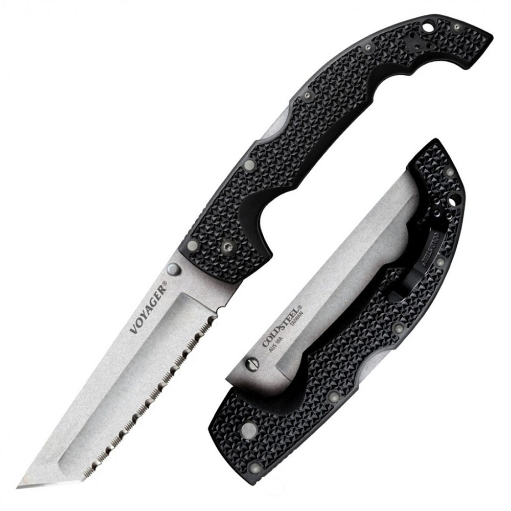 Нож Voyager Extra Large складной, сталь AUS10A, длина клинка 5 1/2", клинок Tanto, серрейтор, рукоят
