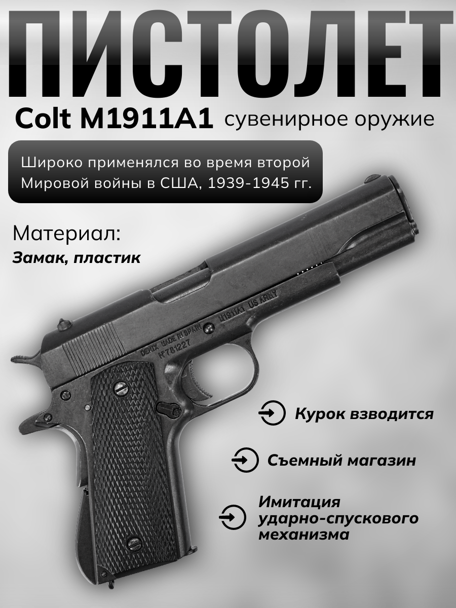 Пистолет автоматический M1911A1, .45 калибра, пластиковые накладки, США, 1911