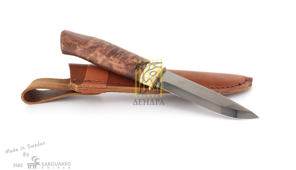 Нож "Marten Graphit-IC", рукоять карельская береза и рог оленя, кожаный чехол
