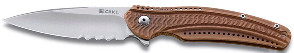 Нож Кена Аниона "Ripple" складной, сталь Acuto 440, матовый клинок,  рукоять бронзовая, клипса