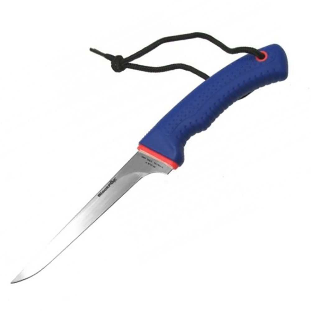 Нож филейный, сталь 420C, клинок 20 см, рукоять и чехол полипропилен, цвет синий с красным
