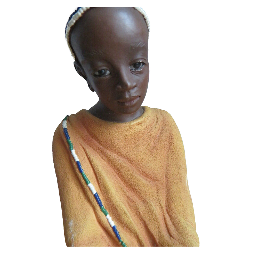 Фигурка Дети Масаи-Бахия,сидящая,цветная,полистоун