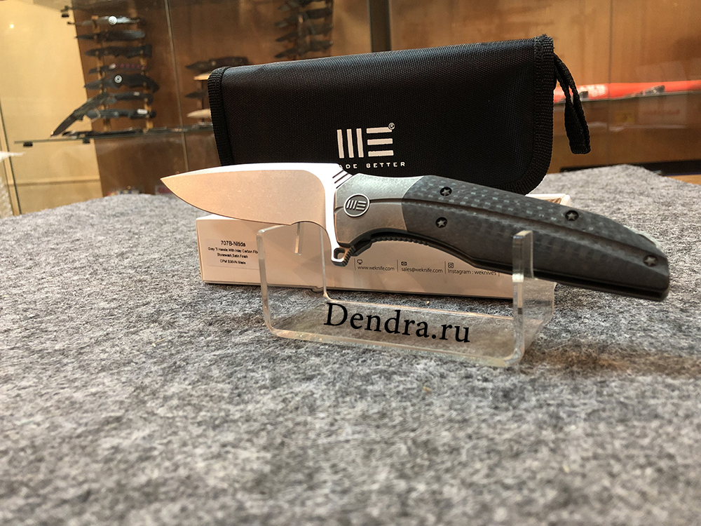 Нож складной NITIDA 707B, цвет серый, сталь CPM-S35VN, длина клинка 90 мм, рукоять титан/карбон,  fr