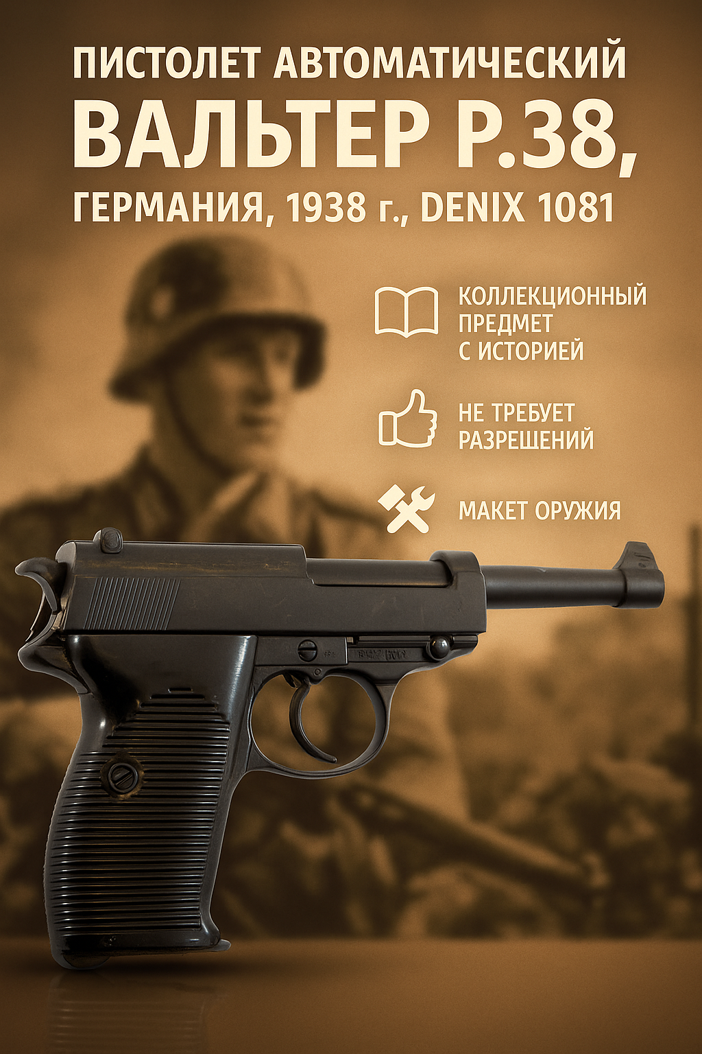 Пистолет современный,Вальтер P.38,Германия,2 Мир.война