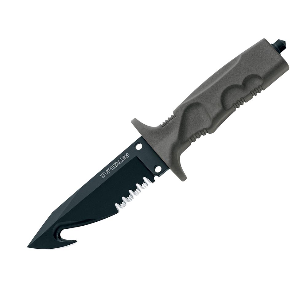 Нож "SERVATOR" спасательный, фиксир. клинок, сталь N 690Со, твердость 60 HRC, тефлоновое покрытие, 1