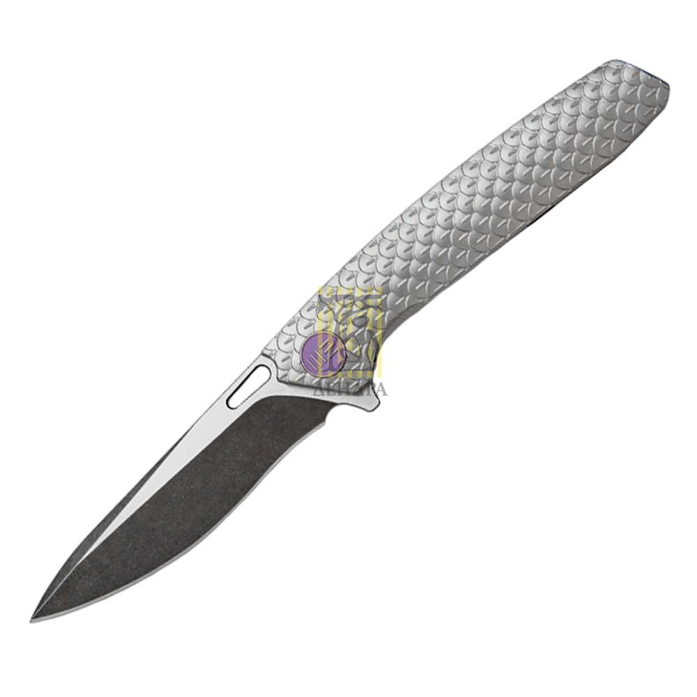 Нож складной, сталь CPM-S35VN, клинок дроп поинт, длина клинка 97 мм, рукоять титан, цвет черный, кл