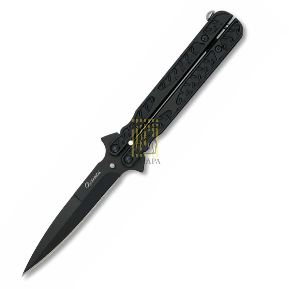 Нож складной Бабочка, длина клинка 10 см, материал клинка Stainless Steel, рукоять алюминий, цвет че