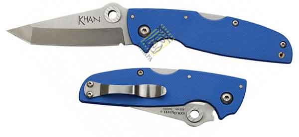Нож Khan складной, сталь AUS8A, длина клинка 3", рукоять пластик G10, цвет синий, клипса