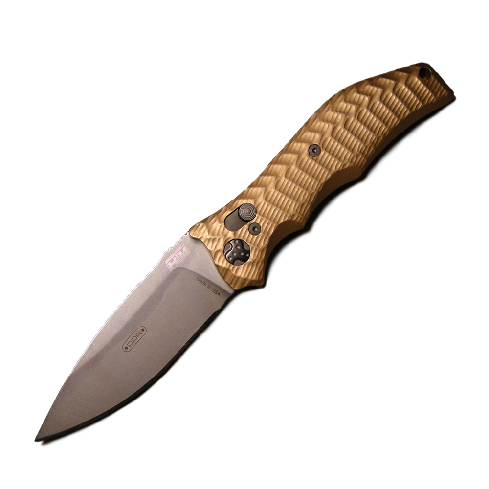 Нож GUN HAMMER складной автоматический, рукоять коричневая 3D обработка, клинок Torpedo