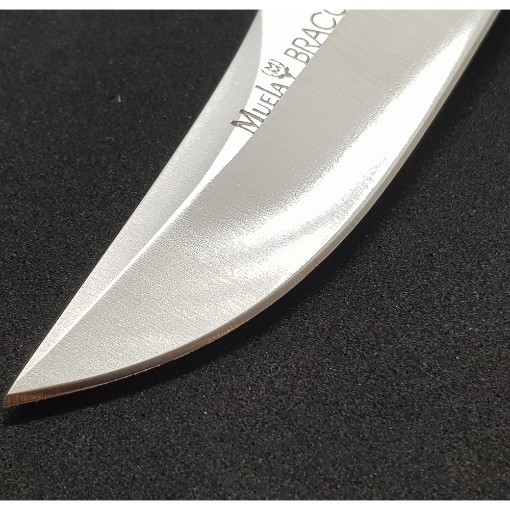 Нож "BRACO" с фикс клинком длиной 11 см, рукоять красная микарта, ножны кожа