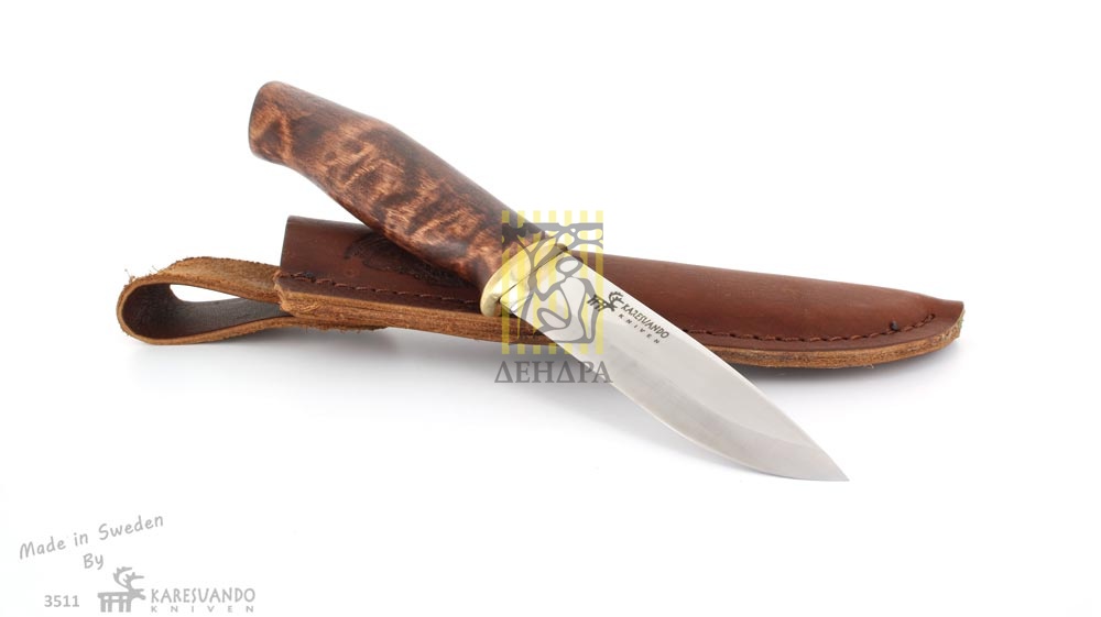 Нож "BOAR", рукоять карельская береза, кожаный чехол