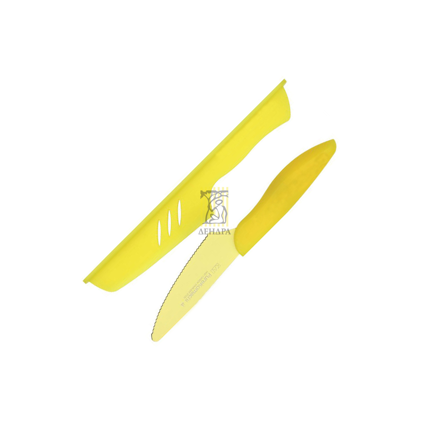 Нож"Pure Komachi"универс,желтый,зубцы,ножны,10см
