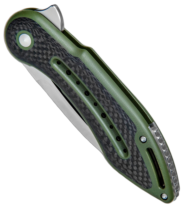 Нож Glimpse 7.0, сталь CPM-S35VN, длина клинка 3.750″, сатин, рукоять G10/карбон,зеленая, дол