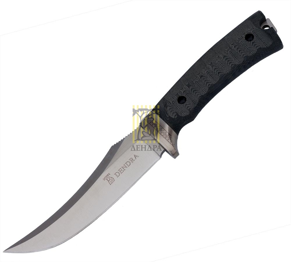 Нож-скиннер "Модзю" оригинального дизайн ДЕНДРА, клинок VG-10, HRC 61, рукоять черная микарта 3D, ко