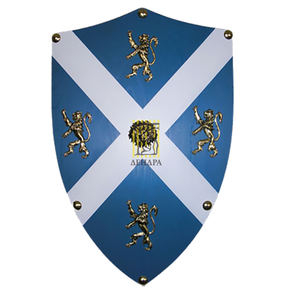 Щит геральдический "Храброе Сердце" страна Шотландия , цвет синий с белый, размер 76 х 48 см, матери