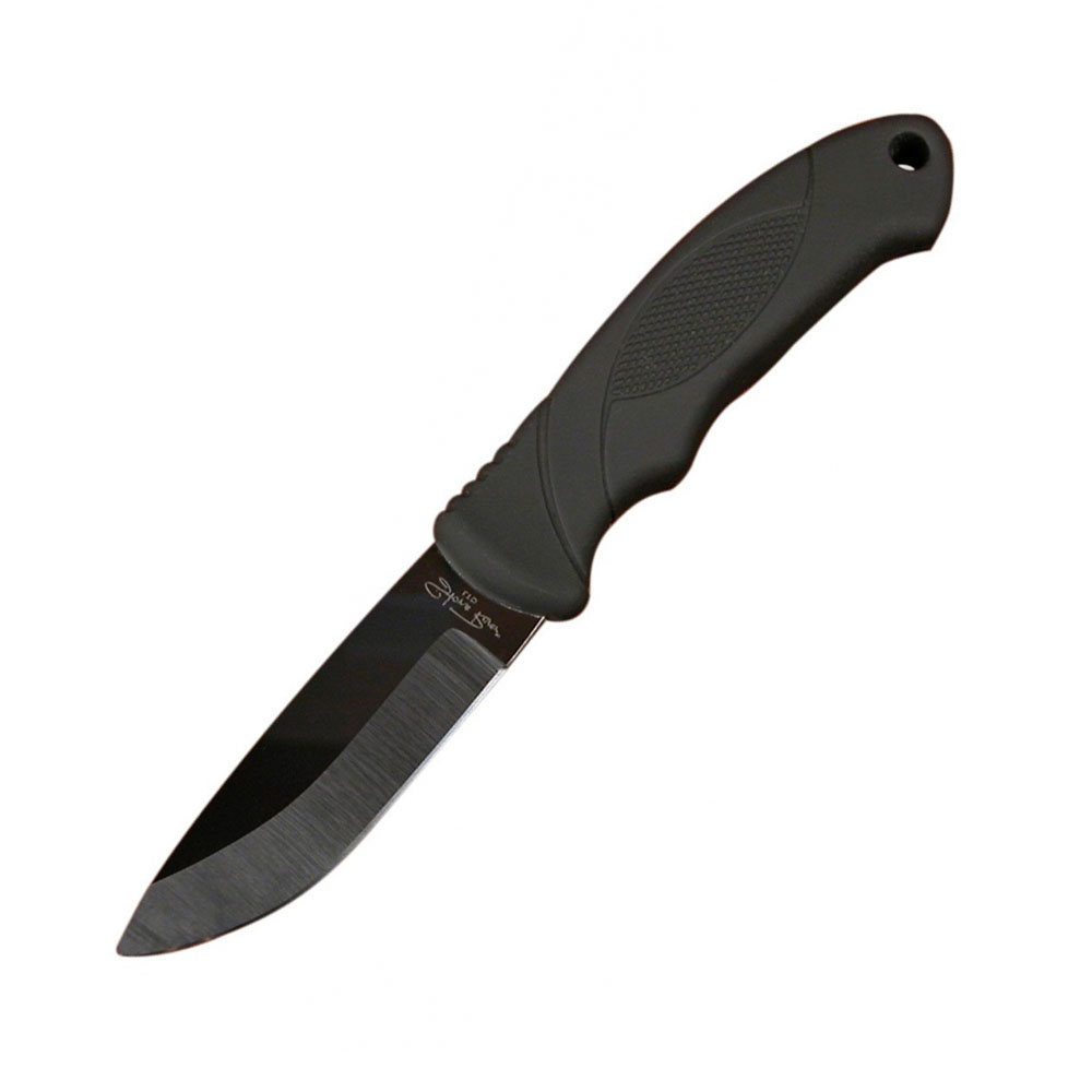 Нож спортивн,клинок черная полиров.керамика 8,3 см, рукоять резина,чехол